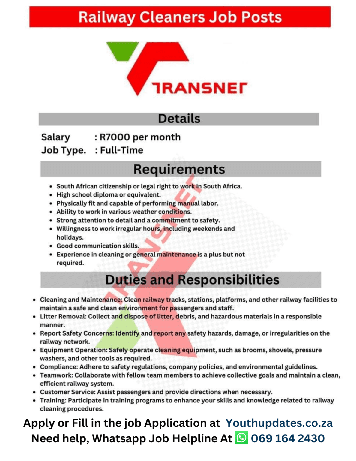 Job Vacancies At Transnet: Is Hiring 2024-2025 - YOUTH UPDATES