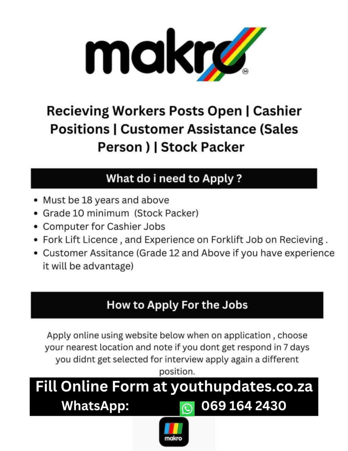 Job Careers At Makro is hiring 2025/26 YOUTH UPDATES