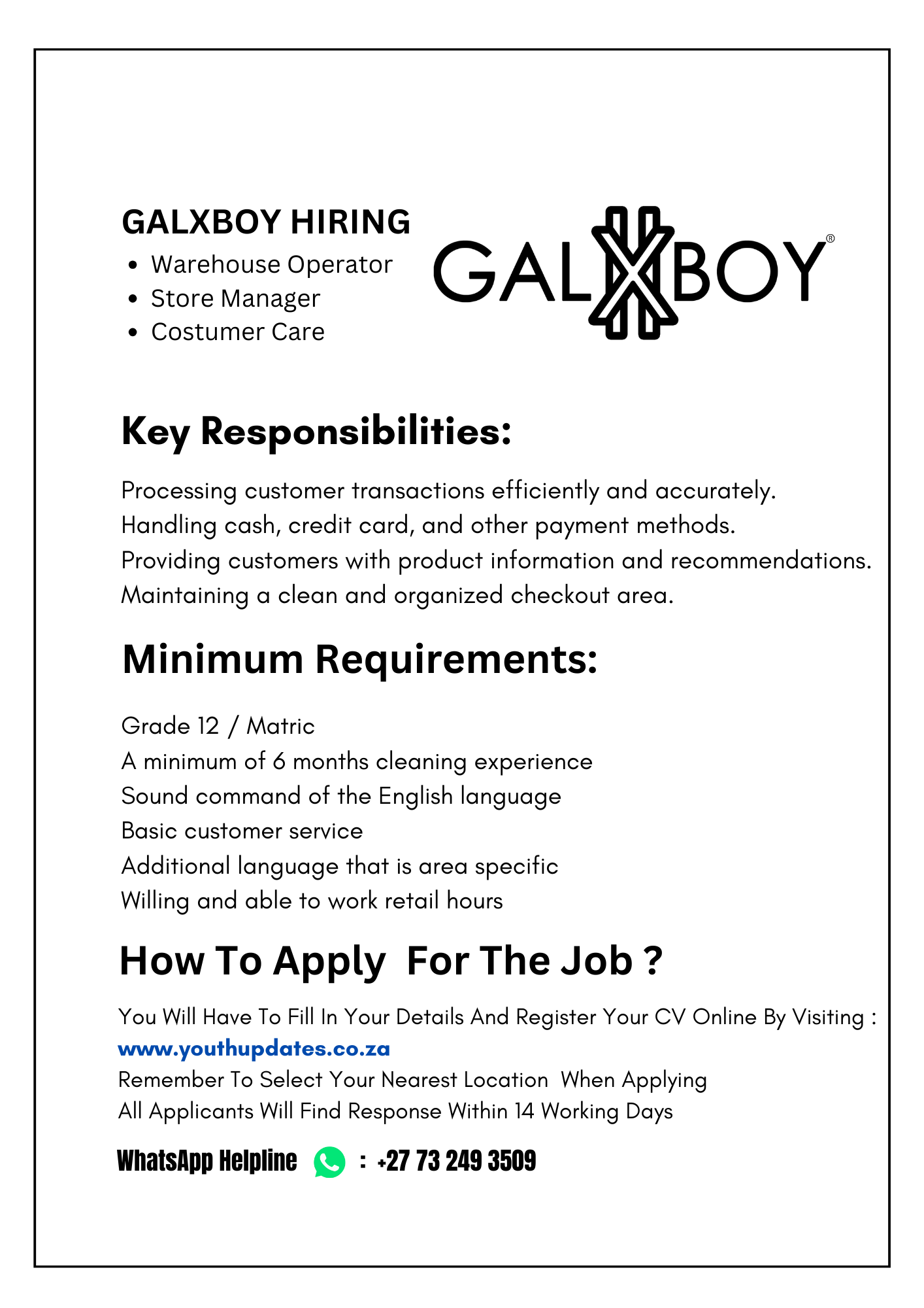 Galxboy Careers 2024 - YOUTH UPDATES