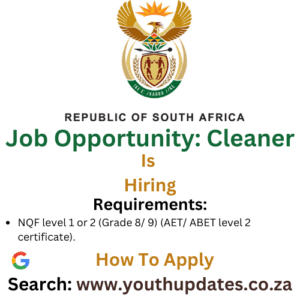 Job Opportunity: Cleaner