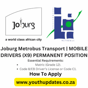 Joburg Metrobus Transport | MOBILE DRIVERS (X9) PERMANENT POSITION