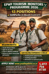 EPWP Tourism Monitors Programme 2026 – 13 Positions at SANParks (4-Month Contract)