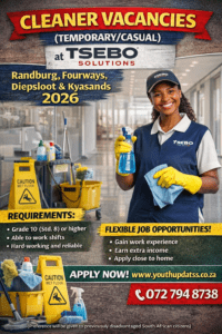 Cleaner Vacancies (Temporary/Casual) at Tsebo Solutions – Randburg, Fourways, Diepsloot & Kyasands 2026
