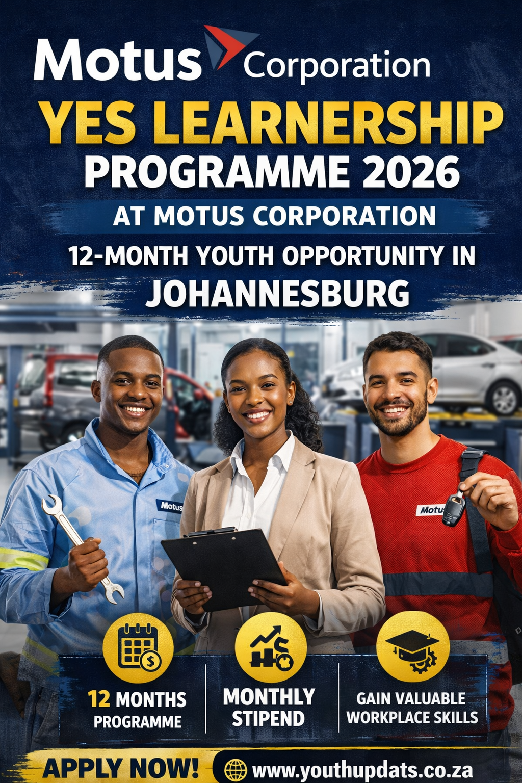 YES Learnership Programme 2026 at Motus Corporation – 12-Month Youth Opportunity in Johannesburg