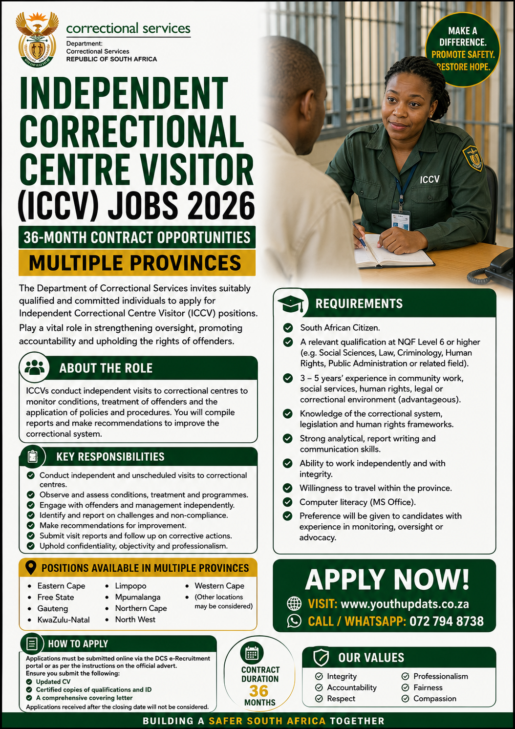 Independent Correctional Centre Visitor (ICCV) Jobs 2026 – 36-Month Contract Opportunities (Multiple Provinces)