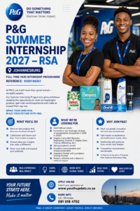 P&G Summer Internship 2027 – RSA (Johannesburg) | Full-Time Paid Internship Programme | Reference R000148261