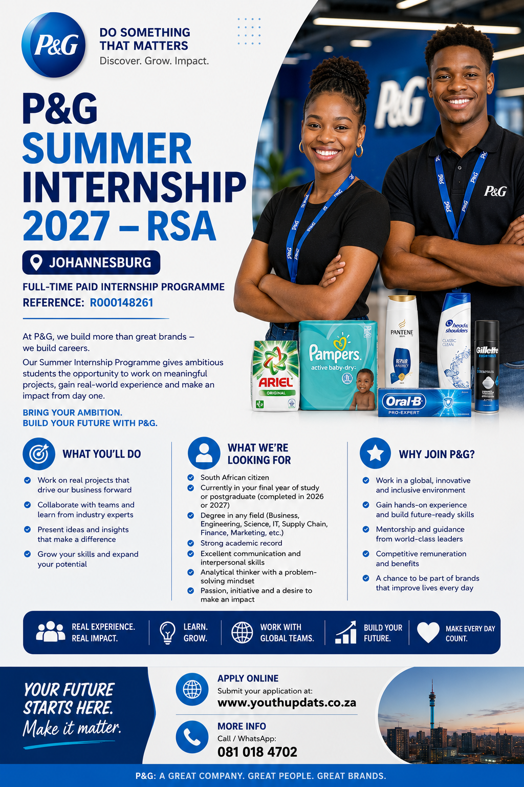 P&G Summer Internship 2027 – RSA (Johannesburg) | Full-Time Paid Internship Programme | Reference R000148261