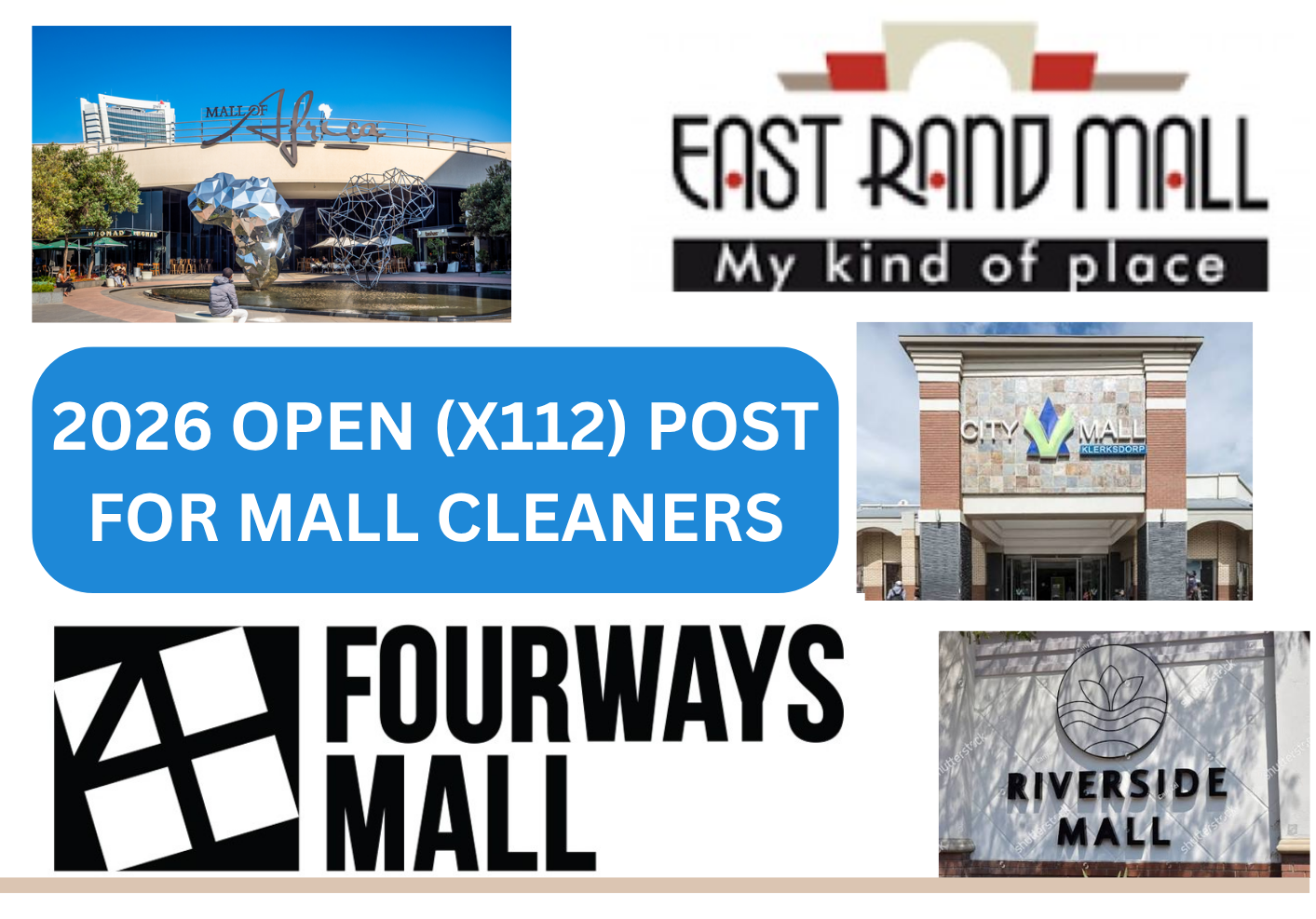 Mall Cleaners Vacancies (X112 Posts) – Open Opportunities 2026