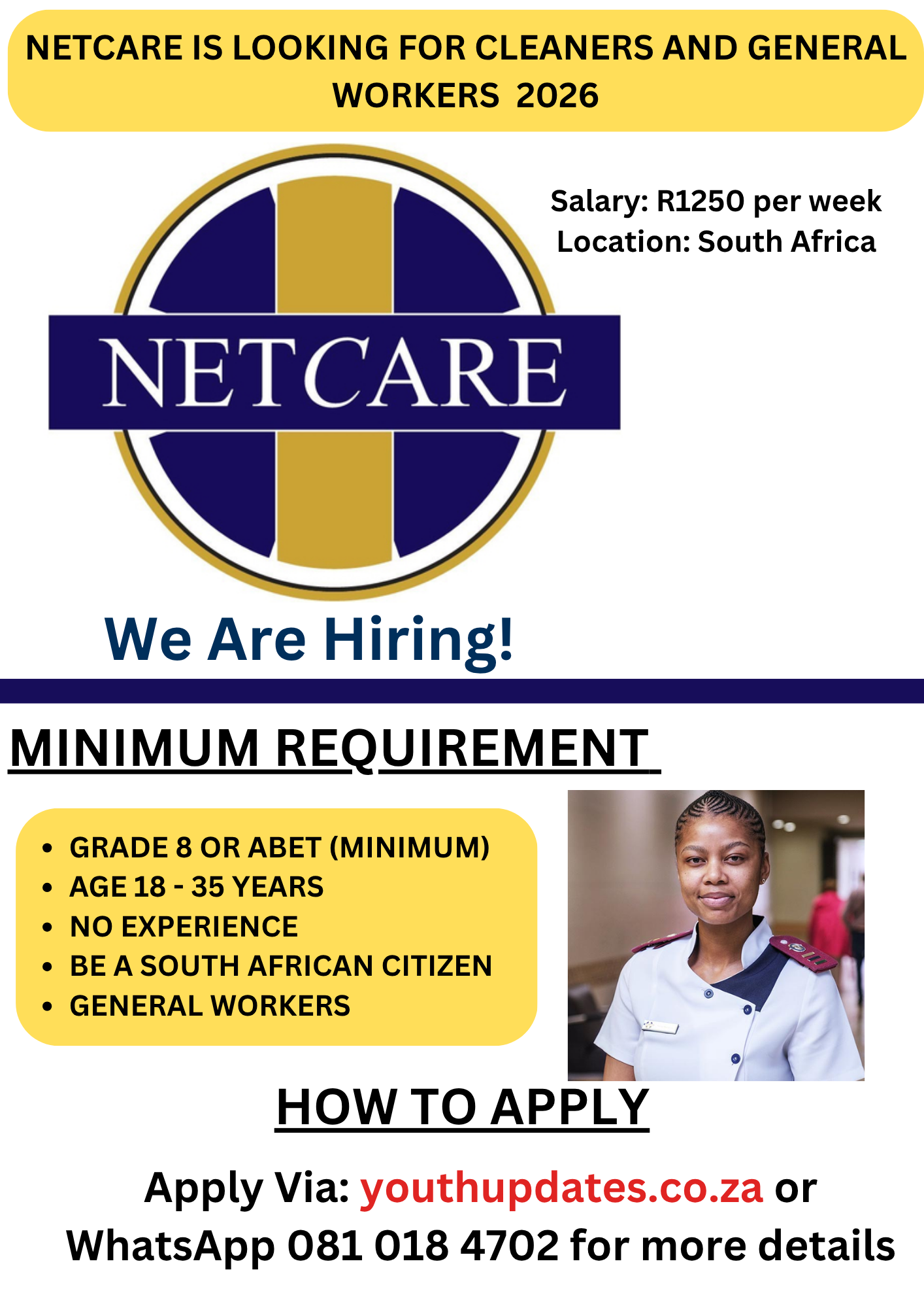 Netcare Jobs 2026 – General Workers, Drivers & Cleaners Vacancies