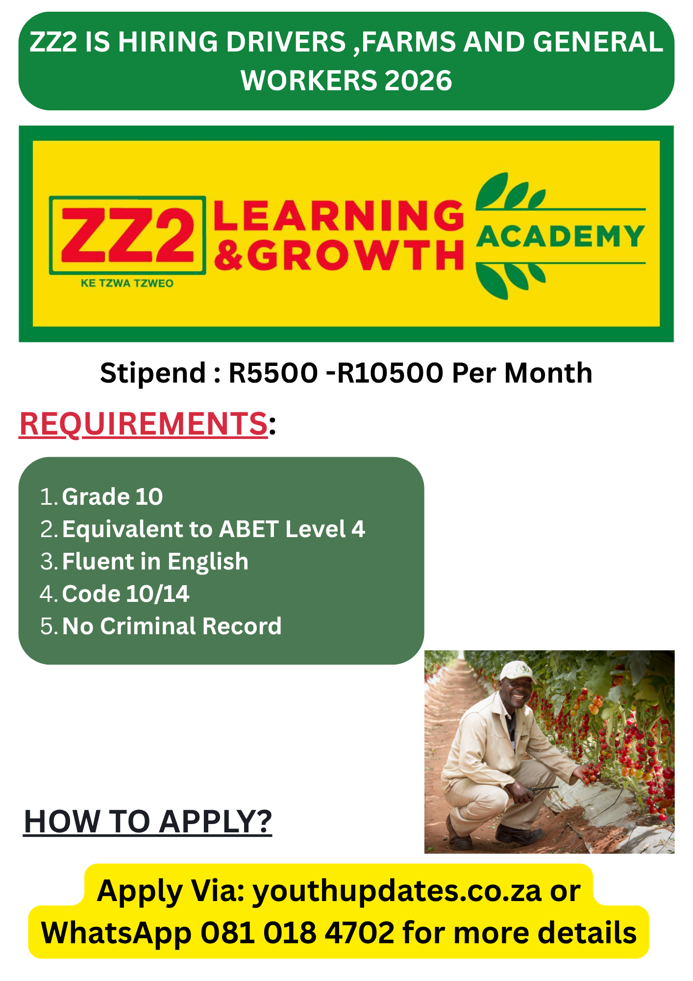 ZZ2 General Worker Vacancies 2026 – Join South Africa’s Leading Agricultural Company in Limpopo